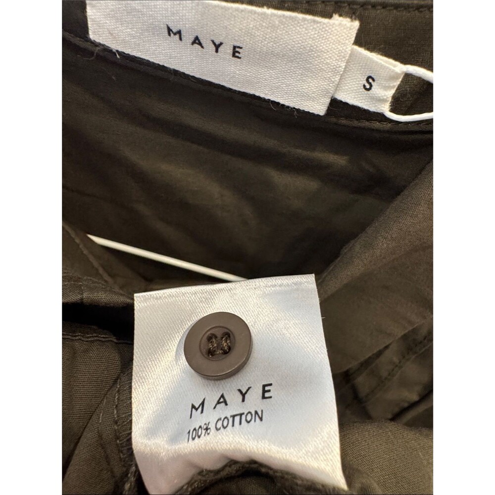 MAYE Corinne Shirtdress NWT Khaki Olive Cotton Midi A-Line Button Front S - Picture 4 of 6